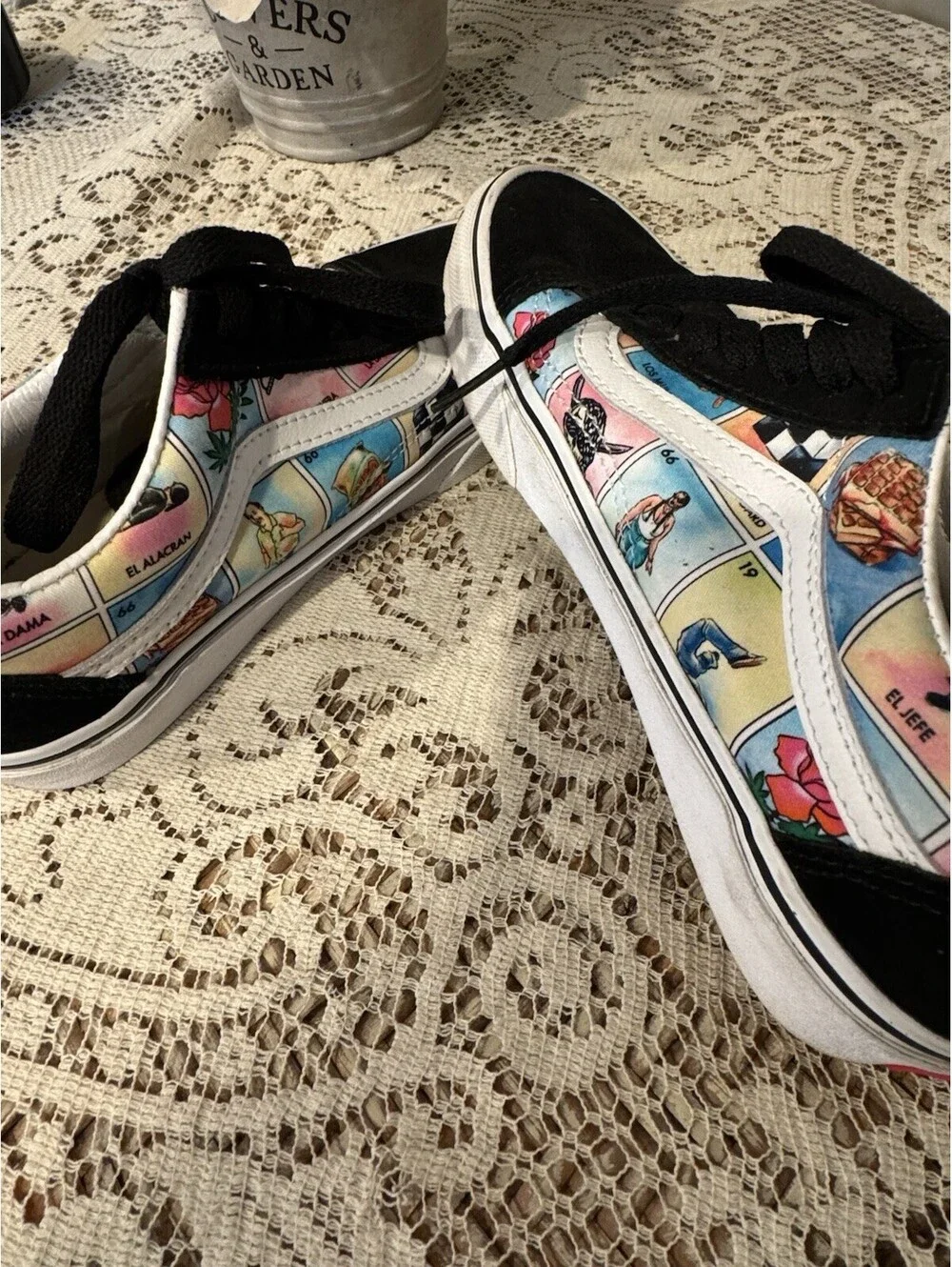Vans Unisex Old Skool Loteria Multi True White Shoes, Size: 5Men/6.5 Women